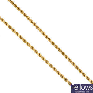 An early 20th century 15ct gold necklace.