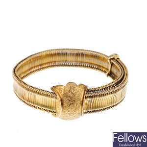 A mid Victorian gold adjustable buckle bracelet.