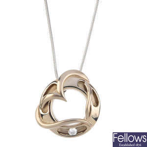 CATHERINE BEST - a diamond 'Love for Life' pendant, with chain.