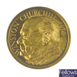 Sir Winston Churchill, death 1965, large gold medal.