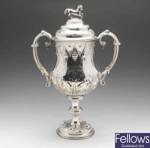 A large mid-Victorian silver trophy.