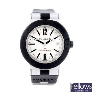 BULGARI - a gentleman's aluminum Diagono Aluminum wrist watch.