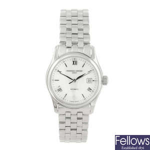 CURRENT MODEL: FREDERIQUE CONSTANT - a lady's stainless steel Classics Index bracelet watch.