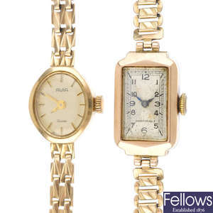 Two lady's wrist watches.