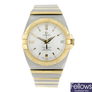 OMEGA - a mid-size bi-metal Constellation Double Eagle Co-Axial bracelet watch.