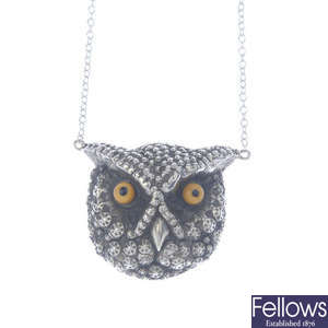 ANNINA VOGEL - a converted late Victorian silver owl pendant.