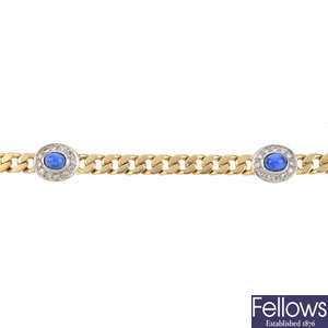 A sapphire and diamond bracelet.