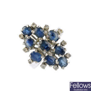 A sapphire and gem-set cluster ring.