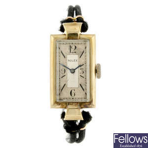 ROLEX - a lady's 9ct yellow gold wrist watch.