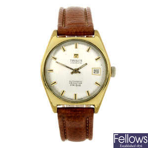 TISSOT - a gentleman's gold plated Seastar Visodate wrist watch.