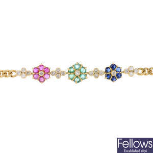 A diamond and gem-set bracelet.