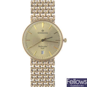 SOVEREIGN - a gentleman's 9ct gold quartz movement wristwatch.