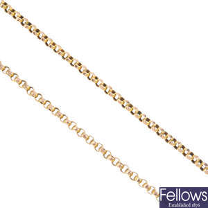 An early 20th century 9ct gold chain.