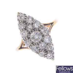 An early 20th century 18ct gold diamond cluster ring.