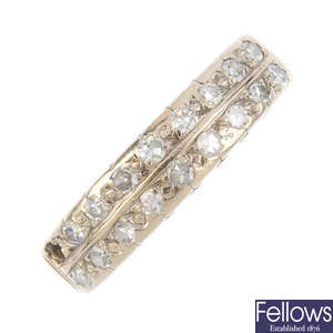 An 18ct gold diamond two-row ring.
