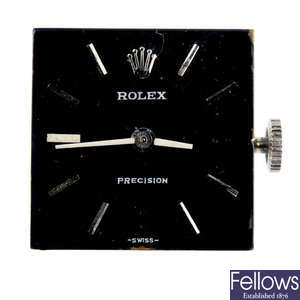ROLEX - a signed manual wind calibre 1400 with black dial.