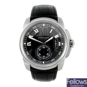CARTIER - a stainless steel Calibre De Cartier wrist watch.