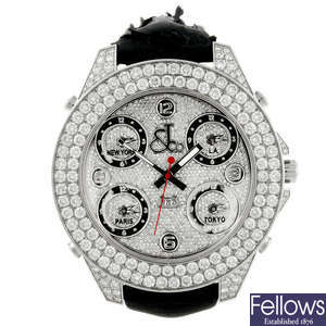 JACOB & CO. - a gentleman's factory diamond set stainless steel Five Time Zone Jumbo wrist watch.