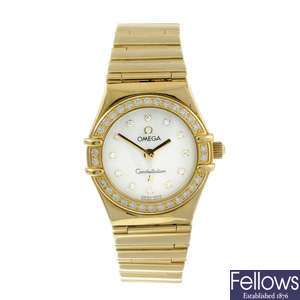 OMEGA - an 18ct yellow gold lady's Constellation My Choice bracelet watch.