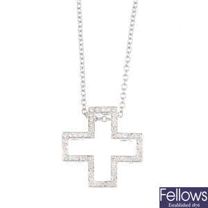 PASQUALE BRUNI - an 18ct gold diamond cross pendant, and chain.
