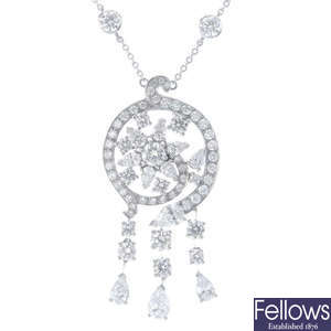 A platinum diamond necklace.