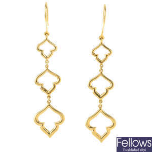 MAPPIN & WEBB - a pair of 18ct gold 'Ivy' earrings.