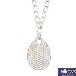 An 18ct gold diamond pendant, on a chain.