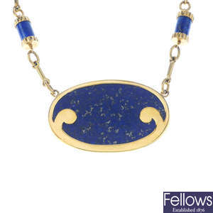 A lapis lazuli necklace.