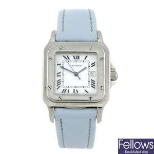 CARTIER - a stainless steel Santos wrist watch.
