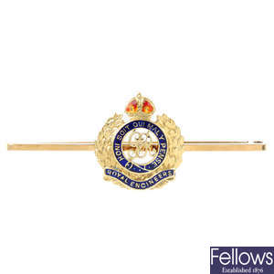 An enamel Royal Engineers brooch.