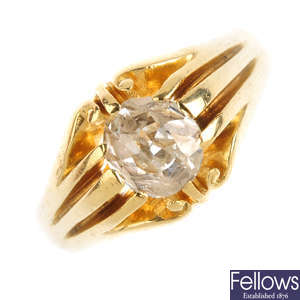 A Victorian 18ct gold diamond single-stone ring.