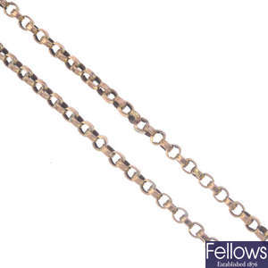 A late Victorian 9ct gold longuard chain.