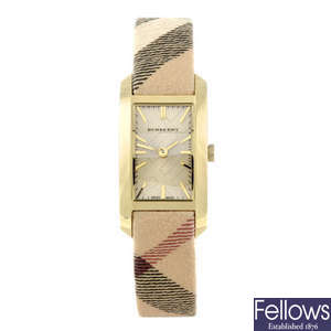 BURBERRY - a lady's gold plated Pioneer wrist watch.