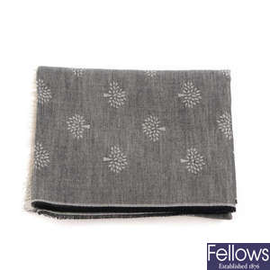 MULBERRY - a grey silk cotton Tamara scarf.
