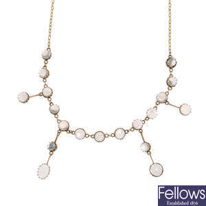 An Edwardian moonstone fringe necklace. 
