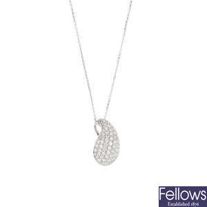 CHIMENTO - a diamond tear drop pendant, with chain.