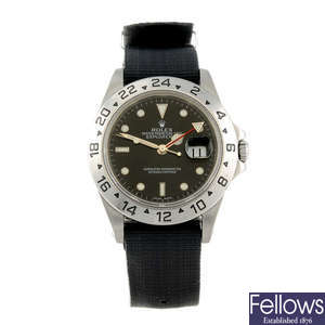 ROLEX - a gentleman's stainless steel Oyster Perpetual Date Explorer II wrist watch.