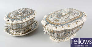An extensive late Victorian Copeland transfer printed dinner service.