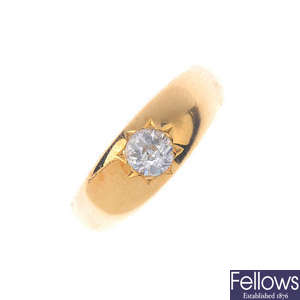 A gentleman's early 20th century 18ct gold diamond single-stone ring.