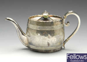 A George III Newcastle silver teapot.