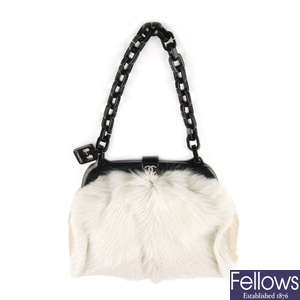 CHANEL - a fur No. 5 frame handbag.