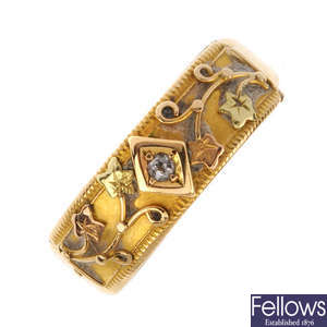 An early 20th century 18ct gold diamond Mizpah hinged panel ring.