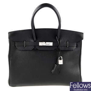HERMES - a black Togo Birkin 35 handbag. 