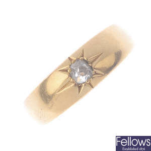 A late Victorian 18ct gold diamond single-stone ring.