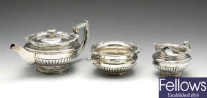 A late George III Irish silver matched three piece tea service.
