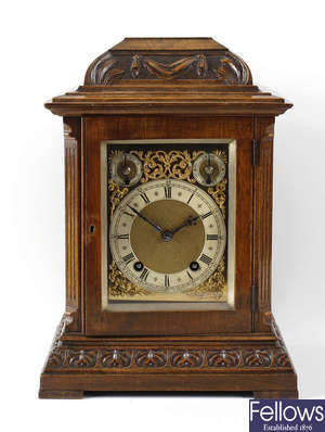 A late 19th century bracket style mantel clock.