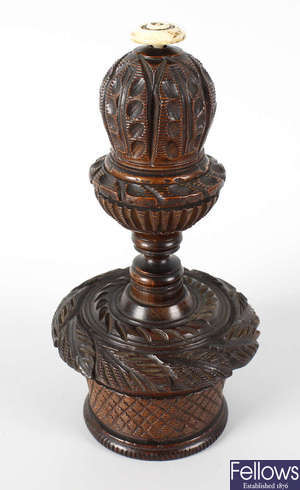 An early 19th century carved table nutmeg grater.