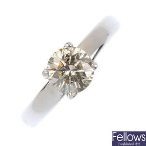 A 14ct gold diamond single-stone ring.