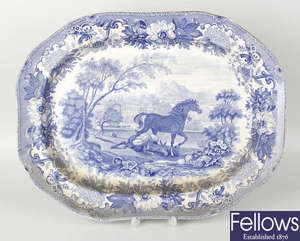 A 19th century blue transfer-printed 'Aesop's Fables' meat plate
