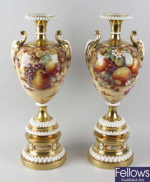 A fine large pair of Royal Worcester porcelain.